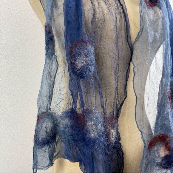 Nuno Felted Dot Scarf Silk Sheer Blue - Picture 2 of 4